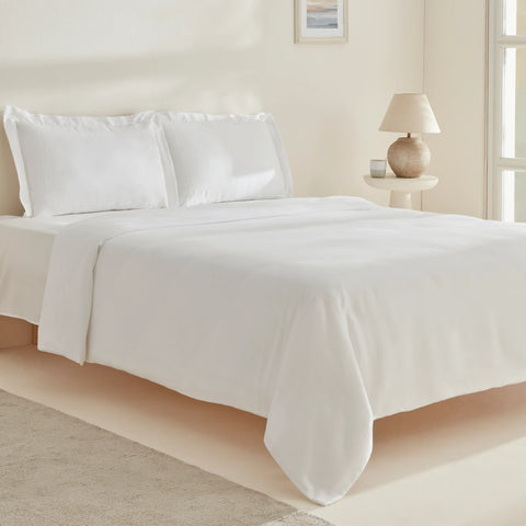 Karaca Home White Collection Felves 100% Cotton Double Bed Duvet Set White