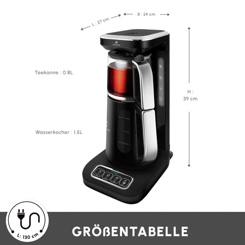 Karaca Caysever Robotea Pro 4 in 1, automatische theezetter, waterkooker en filterkoffiezetter met spraakfunctie, 2500 W, chroom