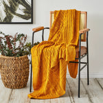 Karaca Home Ochre Cable Knit Throw Oeko-Tex Certified