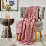 Karaca Home Dark Rose Cable Knit Throw Oeko-Tex Certified