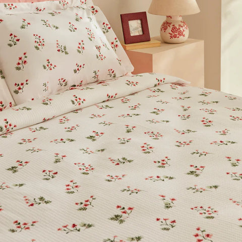 Karaca Home Silvie 100% Cotton Double Bed Bedspread Set Red