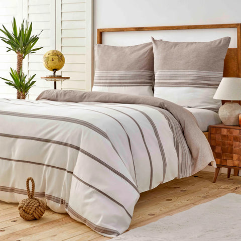 KH BROWN DOBBY WOVEN DUVET COVER SET (155X220+80X80) DEU