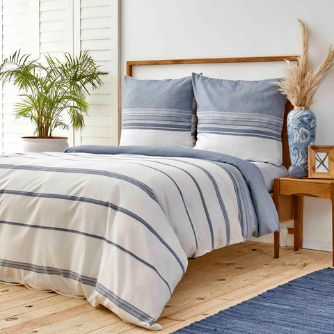 KH INDIGO DOBBY WOVEN DUVET COVER SET (155X220+80X80) DEU