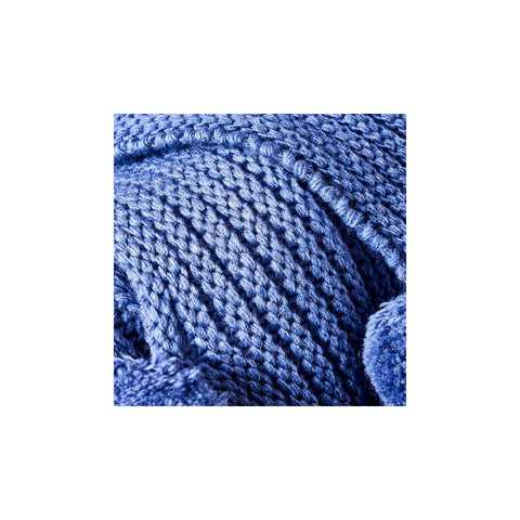 KH JEAN BLUE CABLE KNIT POMPOM THROW