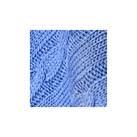 KH JEAN BLUE CABLE KNIT POMPOM THROW