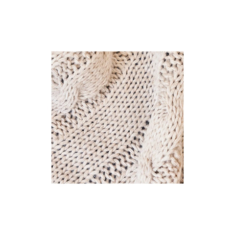 KH BEIGE CABLE KNIT POMPOM THROW