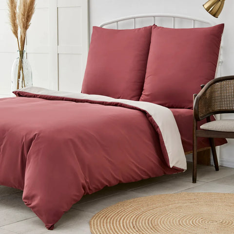 Karaca Home Double Burgundy And Beige Duvet Cover Set