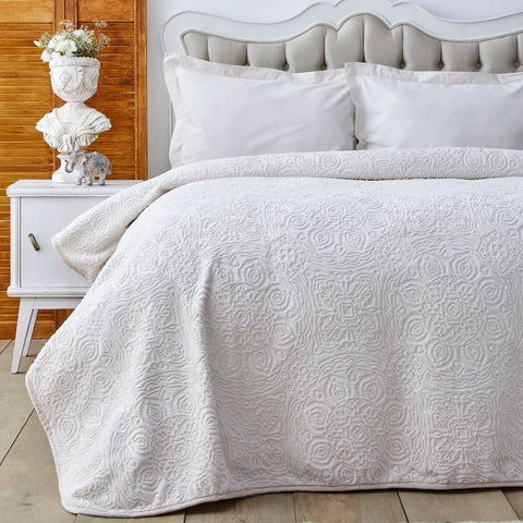 Karaca Home Scala Gray Embossed Double Blanket