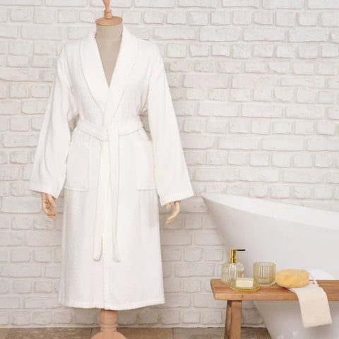 Karaca Home Daily Soft Offwhite 100% Cotton Men's Bathrobe L/XL