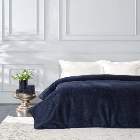 Karaca Home Scala Navy Blue Double Embossed Blanket  