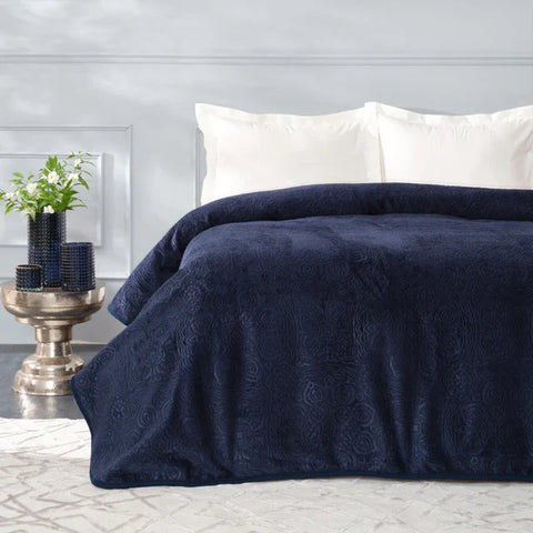 Karaca Home Scala Navy Blue Double Embossed Blanket  