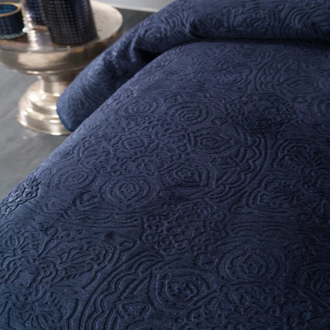 Karaca Home Scala Navy Blue Double Embossed Blanket  