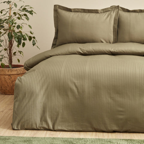 Karaca Home Uniq 100% Cotton Sateen Single Duvet Cover Set, Khaki