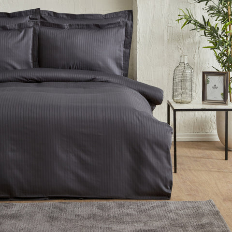 Karaca Home Uniq 100% Cotton Satin Double Bed Duvet Cover Set Anthracite