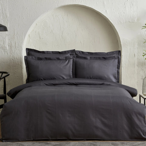 Karaca Home Uniq 100% Cotton Sateen Single Duvet Cover Set, Anthracite