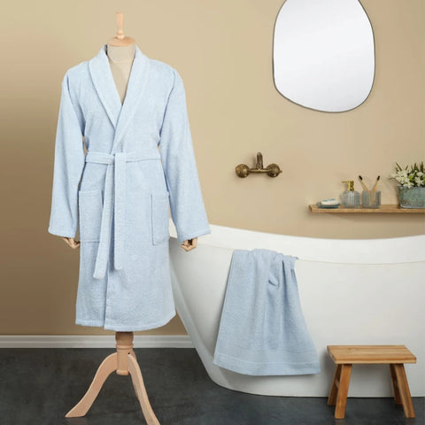 Karaca Home Defy Men's Blue 100% Cotton Bathrobe Set L/XL
 