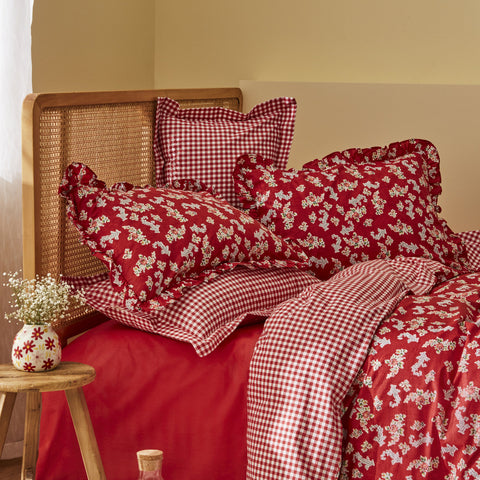 Karaca Home Carlo Double Duvet Cover Set, 100% Cotton, Red