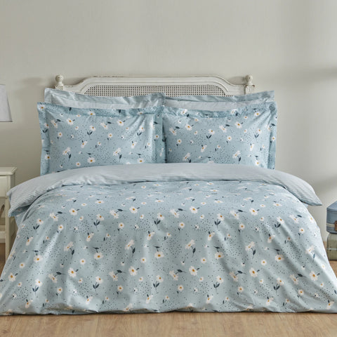 Karaca Home Daisy 100% cotton double duvet cover set mint