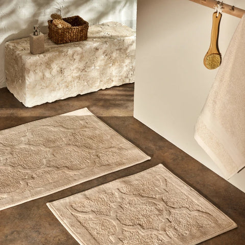 Karaca Home Katy 2-Piece Bath Mat Set, Beige  