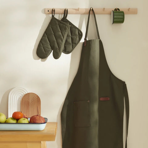 Karaca Home Lisa Gabardine Kitchen Apron Olive Green
 