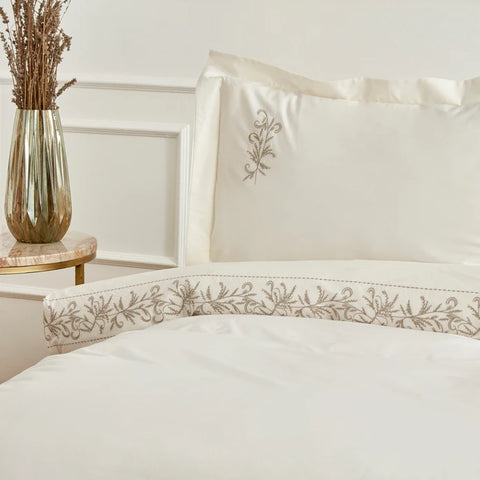 Karaca Home Maisa Double Bed Embroidered Duvet Set Beige
 