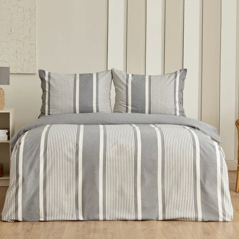 Sarah Anderson Fennel 2-Person Colored Thread Duvet Cover Anthracite
 