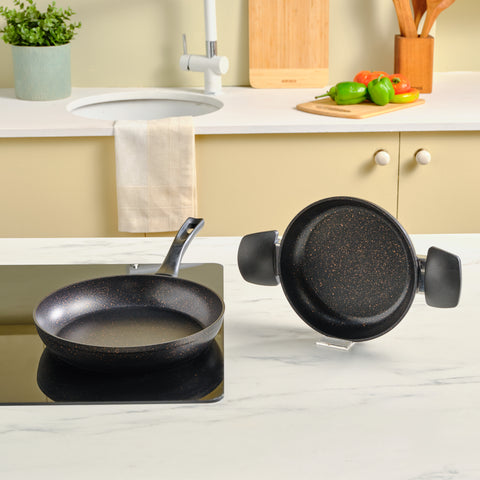 Karaca Biogranite Induction Pan Set 2 Piece Black Gold