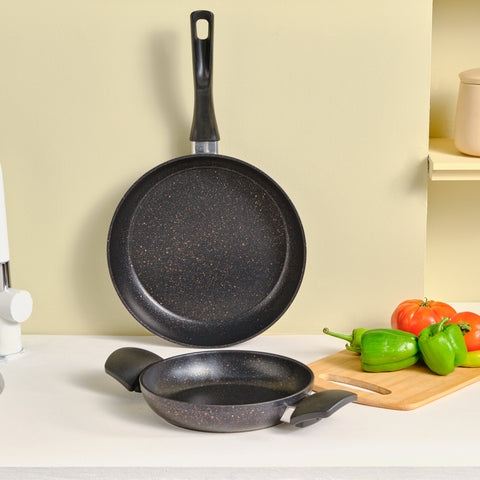 Karaca Biogranite Induction Pan Set 2 Piece Black Gold