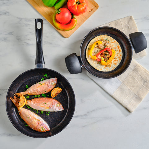 Karaca Biogranite Induction Pan Set 2 Piece Black Gold