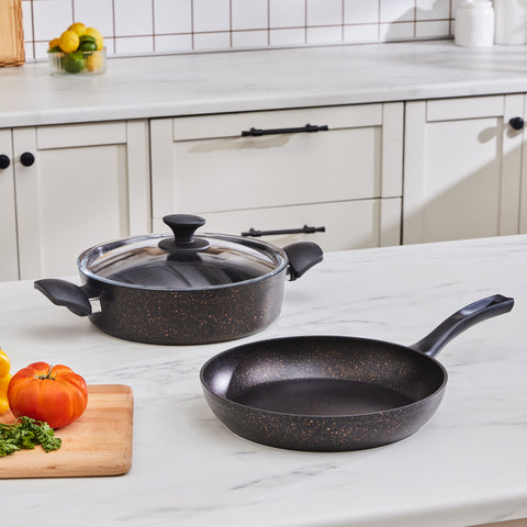 Karaca Biogranit Blackgold Induction Base Cookware Set, 3 Piece