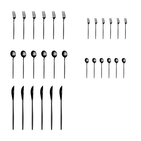 Karaca Orion Shiny Black 60-piece Cutlery Set for 12 People