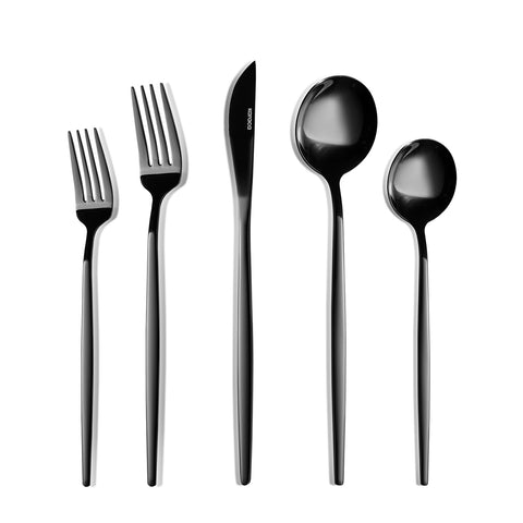 Karaca Orion Shiny Black 60-piece Cutlery Set for 12 People