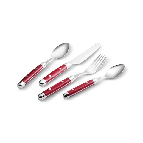 Karaca Alina 24-Piece Cutlery Set for 6 People - Fork, Knife, Spoon, Red