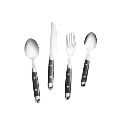 Karaca Alina 24-Piece Cutlery Set for 6 People - Fork, Knife, Spoon, Black