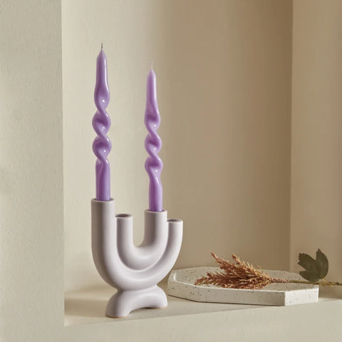 Karaca Home Twisted 2-Piece Candle Holder Lilac  