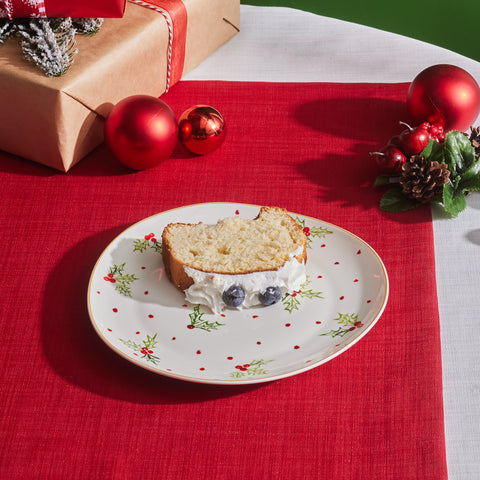 Karaca New Year 25 Kokina Red Dot 20.5 Cm Cake Plate



