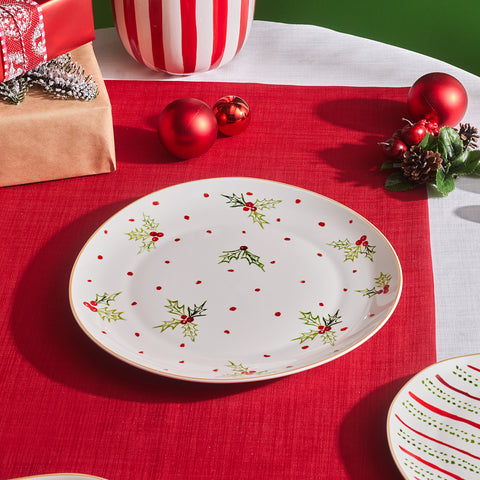 Karaca New Year 25 Kokina Red Dot Serving Plate 27 cm