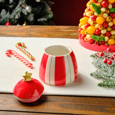 Karaca New Year 25 Candy Stripe 14 cm Storage Container