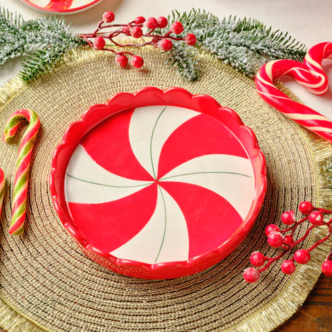 Karaca New Year Christmas Candy Stripe Cake Plate 20.5 Cm