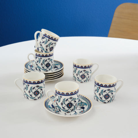 Karaca Rumi coffee cup set for 6 persons, 80 ml