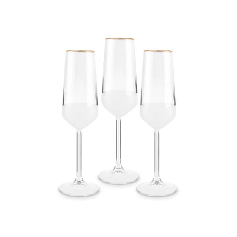 Karaca Jasmine 195 Ml Set Of 3 Champagne Glasses