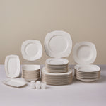 Karaca Square Bone Wave 53-Piece 12-Person Dinner Set Gold