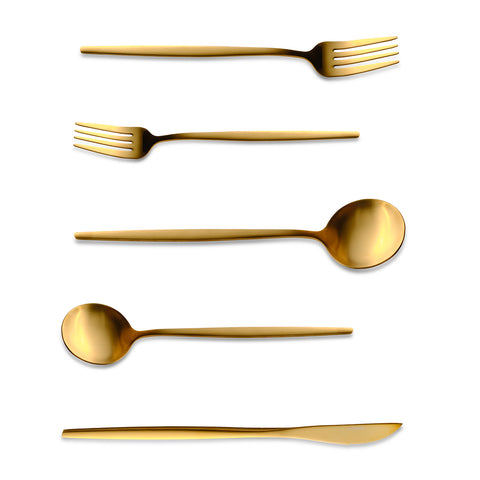 Karaca Orion Matte Gold 12-Person 60-Piece Cutlery Set