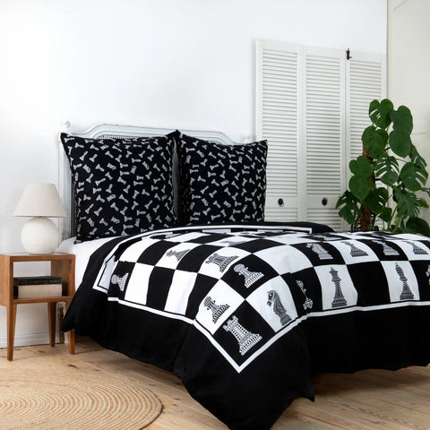 KH CHESS DUVET COVER SET (200X200+2*80X80) DEU