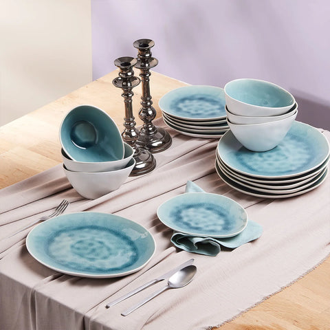 KARACA TURQUOISE REACTIVE 18 PIECE DINNER SET FOR 6 PEOPLE