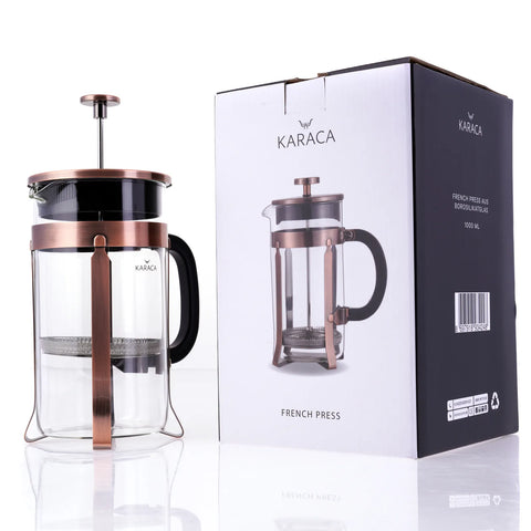 Karaca cafetière, borosilicaatglas en koper 1000 ml