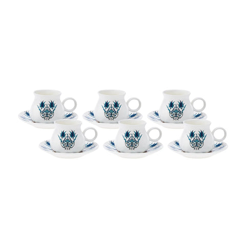 Karaca Bursa, set koffiekopjes voor 6 personen, 90 ml