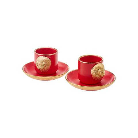 Karaca Lion koffiekopjesset voor 2 personen 75 ml