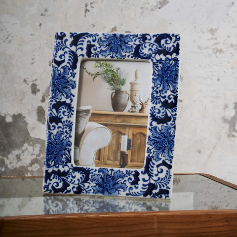 Karaca Home Blauw Wit Lora Lijst 10x15 cm