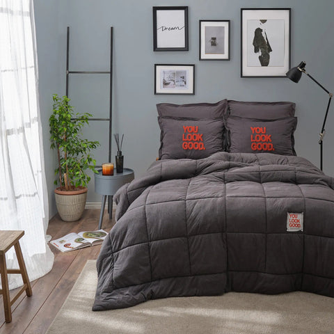 Karaca Home Motto Cotton Comfort Single Anthracite